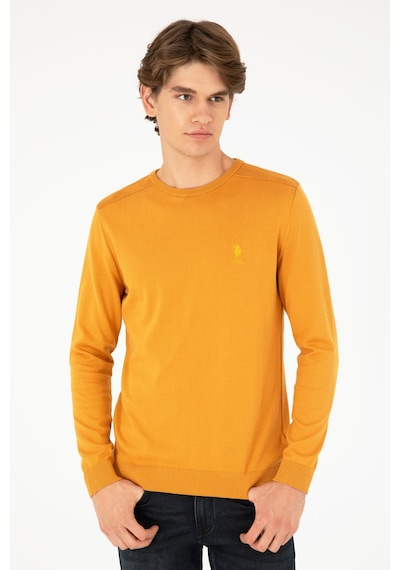 U.S. Polo Assn. Erkek Slim Fit Bisiklet Yaka Hardal Basic Kazak 50288888-VR072