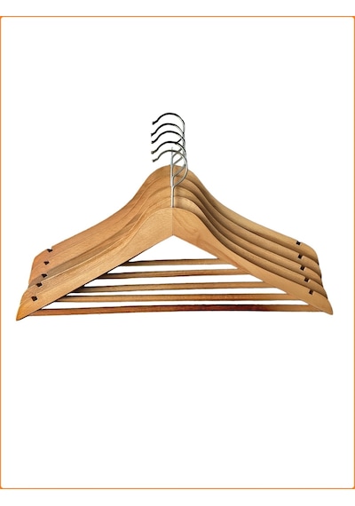 Cilalı Ahşap Elbise Askısı 44 CM 24'lü Ahşap