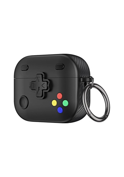 Caseonn Apple Airpods Uyumlu 5 Kılıf Gamepad Tasarımı Kilitli Kapak Siyah