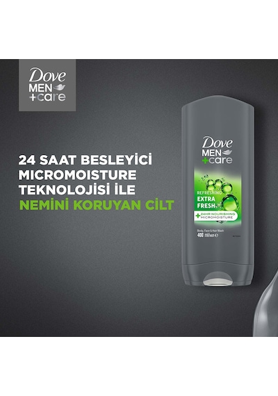 Dove Men +care Duş Jeli Body, Face&hair Extra Fresh 400 Ml X2