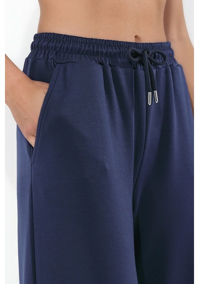 Hiccup Modal Touch Basic Sweatshirt & Geniş Paça Pantolon İkili Takım Lacivert