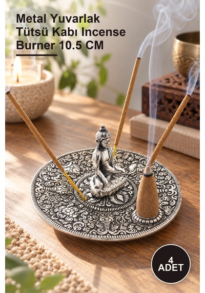 4 Adet Metal Yuvarlak Budalı Tütsülük Metal Yuvarlak Tütsü Kabı Incense Burner 10.5 Cm