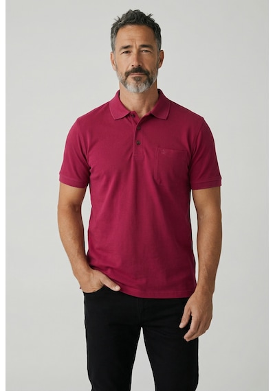Erkek Yakalı Cepli Pike Lacoste Kumaş Bordo Baba Tshirt