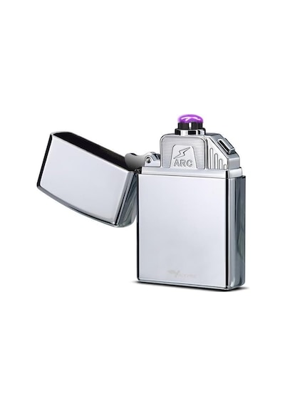 Valkyrie Usb Şarjlı Elektronik Çakmak / 4 Elektrotlu X Tip Mor Arc / Rüzgar Geçirmez, Alevsiz Silver Çok Renkli