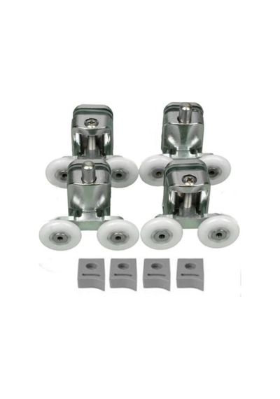 Metal Gövdeli Duşakabin Tekerlek Takımı 2 Alt 2 Üst Teker Rulmanı 24 Mm 2 Adet Beyaz Kapı Stoperi Model