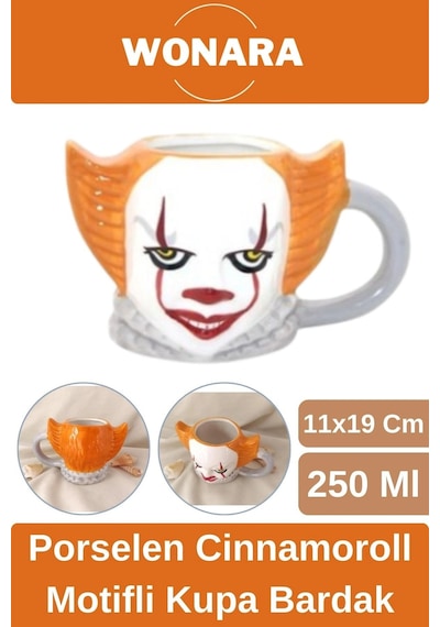 Özel Tasarım Sevgili Arkadaş Şık Ve Dekoratif Hediyelik Porselen Pennywise Motifli Kupa Bardak Diğer