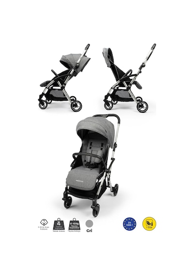 Marcus Kolay Katlanabilen Kabin Travel Sistem Bebek Arabası Heavy Grey