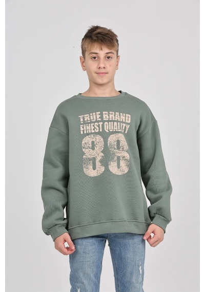 Toontoy Kids Toontoy Erkek Çocuk 88 Baskılı Sweatshirt Koyu Yeşil