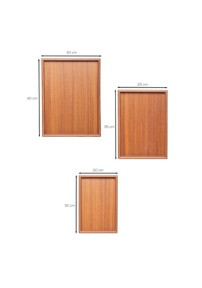 Porsima 130105045 Ahşap Tepsi 3lü Set Çay Kahve Bambu Sunumu Tepsi Seti Ahşap