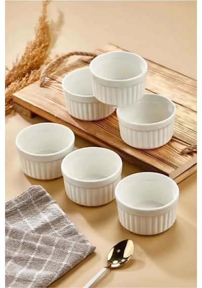 Porselen 6lı Sufle Ve Kek Fırın Kabı- 10 Cm