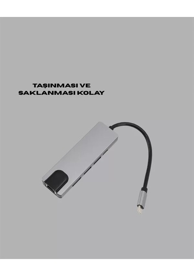 Home Type C Dönüştürücü 2 Usb3.0, Sd/ms, 4k Hdmı & Rj45 İle Profesyonel Kullanım