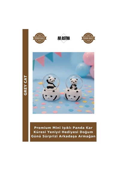 Premium Mini Işıklı Panda Kar Küresi Yeniyıl Hediyesi Doğum Günü Sürprizi Arkadaşa Armağan