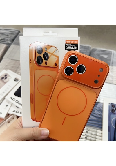 Apple Uyumlu iPhone 17 Pro Max Magsafe Özellikli Dönüşüm Kılıf Turuncu