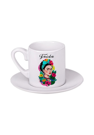 Frida Kahlo Türk Kahvesi Fincanı Beyaz