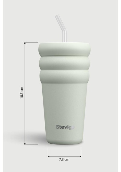 Stevig 3 Bubble Two-cap Straw Tumbler Çelik Termos 600 Ml Lightest Sky St-247 Su Yeşili