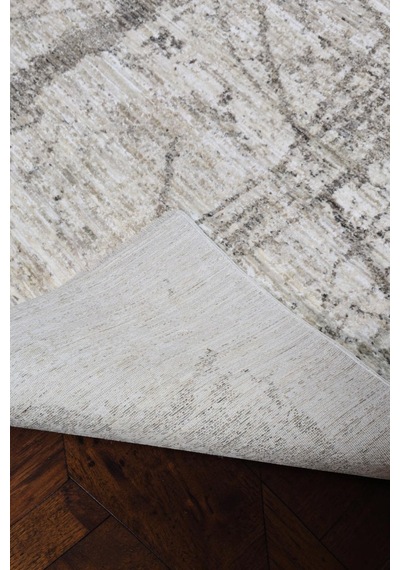 Vivanni Home Ashlynn Polyester Vintage Halı Pamuk Atkı Tabanlı Modern Dokuma Ev Halısı Bej Gri