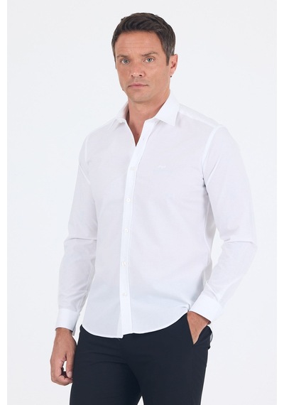 İmza Beyaz Klasik Yaka Uzun Kol Cepsiz Slim Fit Basic Pamuklu Gömlek 1004255008 İmza Beyaz Klasik Yaka Uzun Kol Cepsiz Slim Fit Basic Pamuklu Gömlek 1004255008