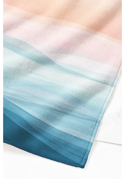 Deniz Manzaralı Modern Plaj Havlu Örtüsu - Pastel Ombre Marine Hızlı Kuruyan Mikrofiber Havlu Örtü Sedef Şafak