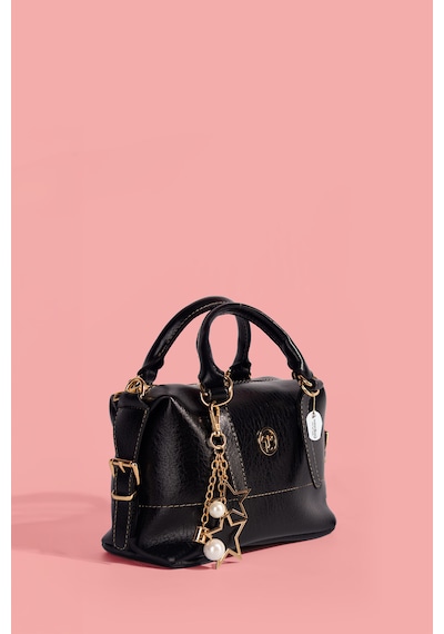Westbag Kadın Parlak Rugan Deri Star Charm Detaylı El Ve Omuz Askılı Çanta Siyah