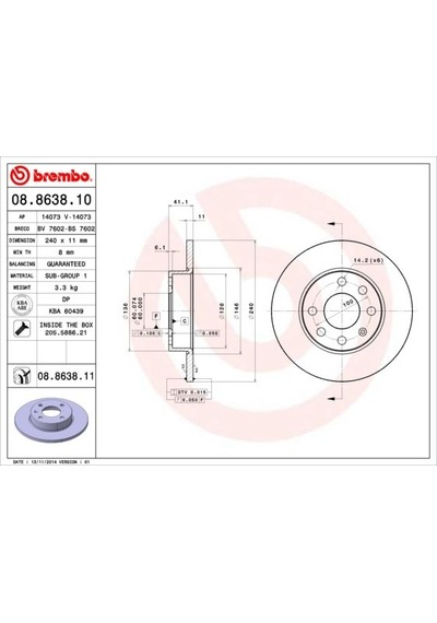 Brembo Ön Fren Aynası Corsa C 1.0-1.2 16v 01 11 240x11x4dl Dolu 08863810 569020 9195981 9127965