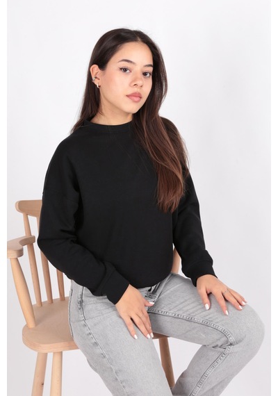 Busem W0011055 Kadın Modal Sweatshirt Siyah