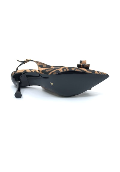 Feles Fiyonk Sarı Toka Detaylı Arkası Açık Stiletto Kadın Topuklu Ayakkabı Leopar