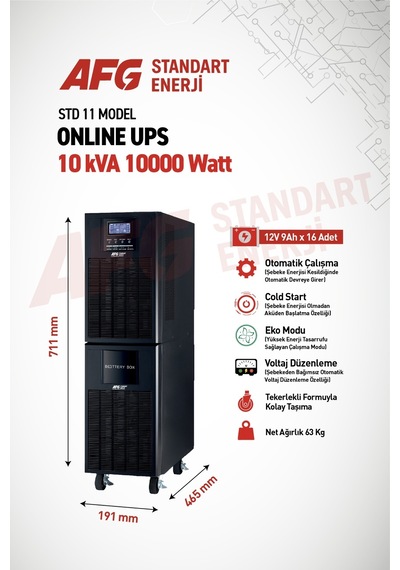 Standart Enerji Afg 10 Kva Online Ups - 9000w Kesintisiz Güç Kaynağı