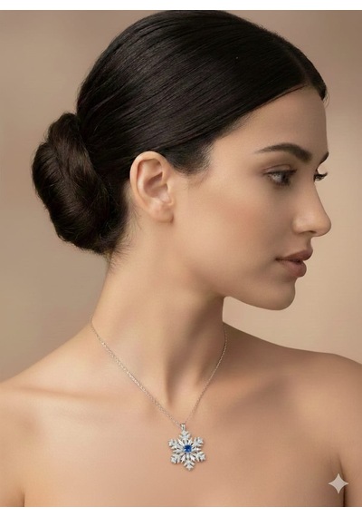 925 Ayar Papatya Silver Doğum Taşlı Baget Kar Tanesi Kolye.rose.gold.rodaj Gümüş