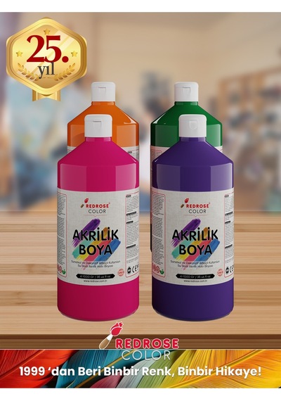 Red Rose Ara Renkler Akrilik Boya 4'lü Set 4 x 1 KG