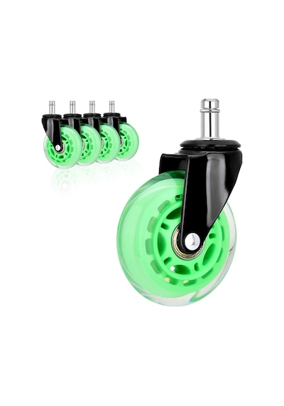 S-wheels Motion Silikon Oyuncu Koltuğu Tekeri 75mm - Yeşil Ofis Koltuk Tekeri Ultra Sessiz Sandalye Tekeri Yeşil