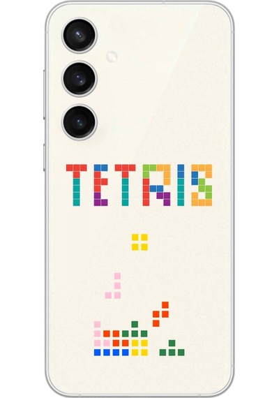 Galaxy S23 Uyumlu Şeffaf Kılıf 3 Tetris Tasarımlı