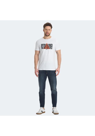 Slazenger RAVID IN Erkek Baskılı Beyaz Tişört