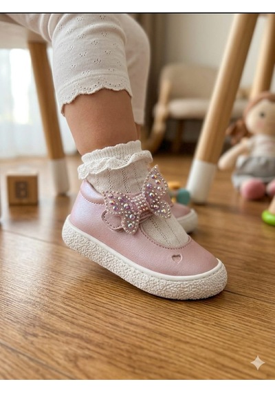 Çago Kids İlk Adım Bebe Çocuk Ortopedik, Dikişli Yumuşak Hafif Tabanlı Ayakkabı Pembe