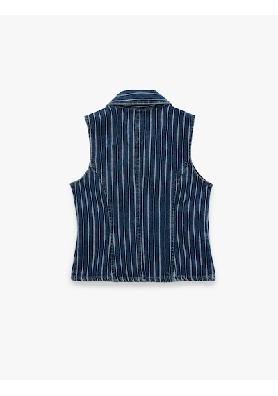 Koton Pamuklu Rahat Kalıp Kolsuz Klasik Yaka Fermuarlı Denim Yelek Koyu İndigo 6sal20004md Koton Pamuklu Rahat Kalıp Kolsuz Klasik Yaka Fermuarlı Denim Yelek Koyu İndigo 6sal20004md