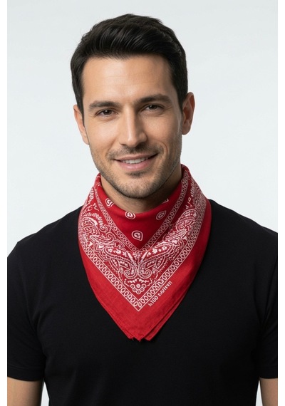 Mollycrush Unisex Kırmızı Şal Desenli Fular Günlük Saç Aksesuarı, Boyunluk Ve Outdoor Bandana Kırmızı