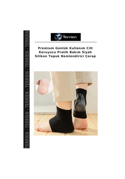 Premium Günlük Kullanım Cilt Koruyucu Pratik Bakım Siyah Silikon Topuk Nemlendirici Çorap