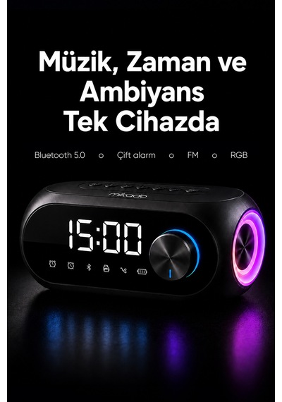 Mikado Md-w7 1200mah 5w Siyah Bluetooth-aux-derece-usb-fm Radyo Alarmlı Saat Speaker Speaker