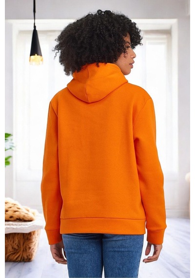 Uyguntarz Mood Baskılı Unisex Oversize Sweatshirt Turuncu