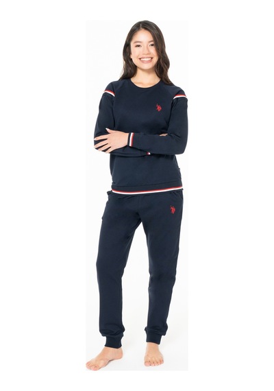 U.S. Polo Assn. Kadın Pamuklu Lisanslı Pijama Takımı 20118 Lacivert