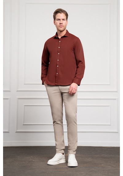 Morven Erkek Bordo Trend İtalyan Yaka Slim Fit Dar Kesim Gömlek 25mc004017750 Bordo Bordo
