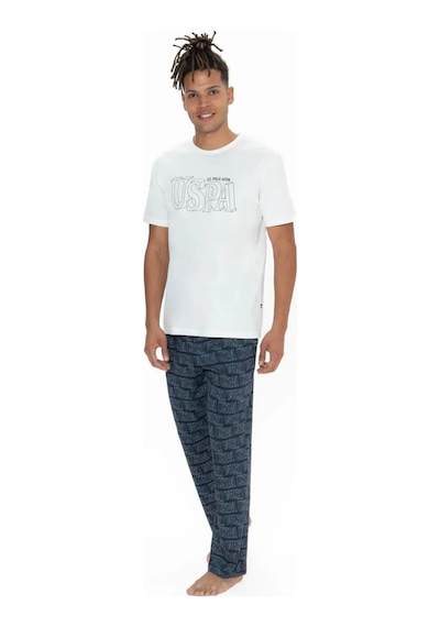 U.s. Polo Assn. Erkek 3'lü %100 Pamuk Pijama Takımı Ekru