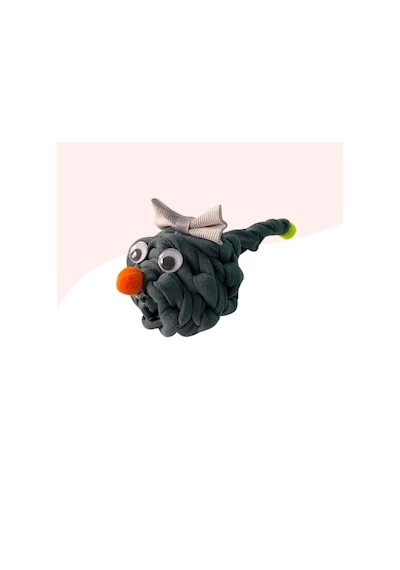 Çıngıraklı Örme Kedi Oyuncağı 9cm Gri