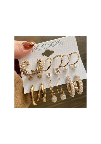 So-much Kadın Incili Gold Küpe Seti-6 İnci Gold - 255478412 İnci Gold - 255478412 İnci Gold