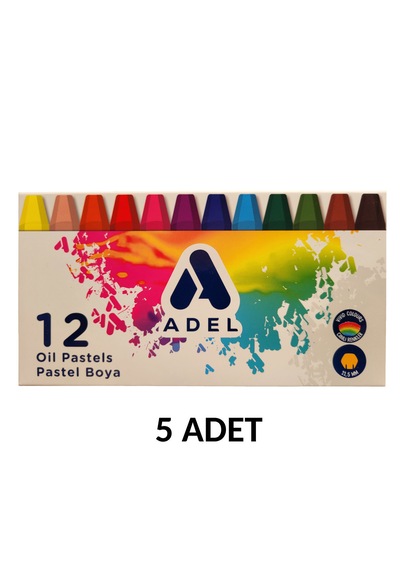 Adel 5 Adet 12 Renk Pastel Boya 12li
