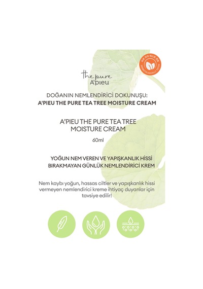 Missha A'pieu The Pure Tea Tree Moisture Yağlanma ve Sivilcelenme Eğilimli Ciltler İçin Nemlendirici Krem 60 ML