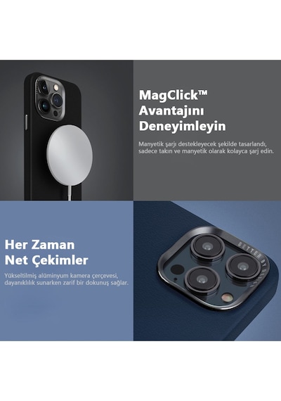Apple Uyumlu iPhone 15 Pro Max Kılıf Lyden Serisi Deri Kaplama Magsafe Özellikli Magclick Kapak Midnight Blue Apple Uyumlu iPhone 15 Pro Max Kılıf Lyden Serisi Deri Kaplama Magsafe Özellikli Magclick Kapak Midnight Blue
