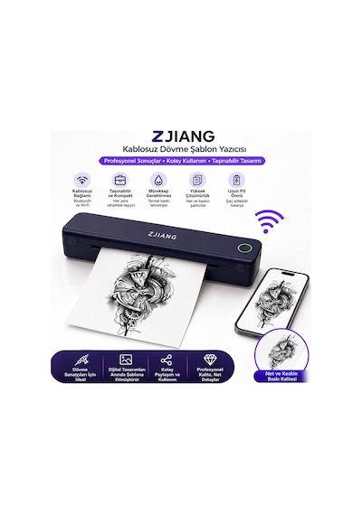 Netum Zjiang Bluetooth Taşınabilir Profesyonel Dövme Şablonu Tattoo Yazıcısı Termal Yazıcı