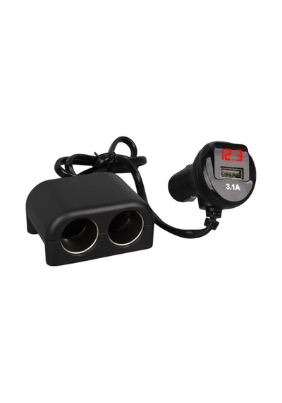 Sh Olesson 1641 12-24v Çiftli Usbli 120w 80cm Kablolu Dijital Ekranlı Araç Çakmak Çoklayıcı Najmaddin