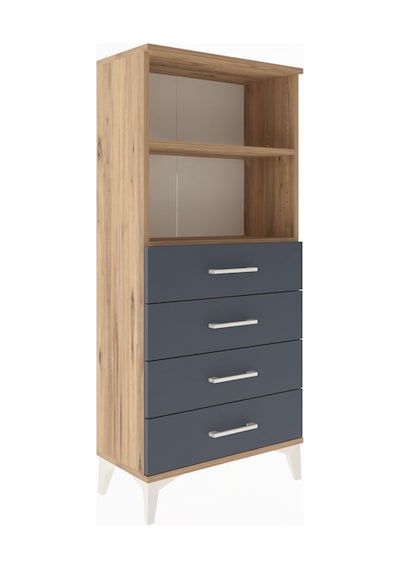 Arges Dolap 2 Raflı 4 Çekmeceli 60x30x134 Çam-antrasit Atlas Çam