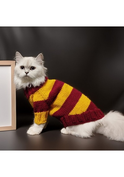 Kedi Ve Köpek İçin Sarı Kırmızı Çizgili Taraftar Kazak